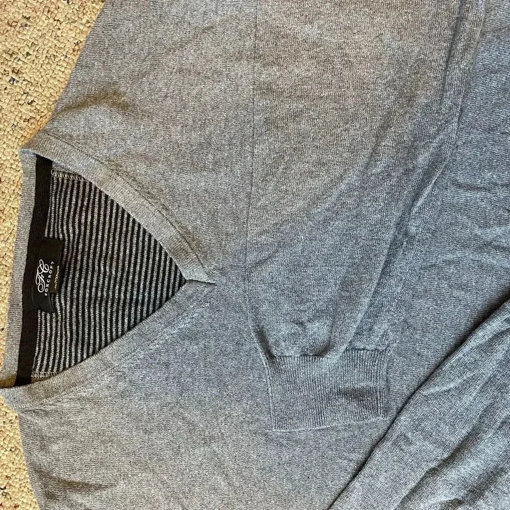 Foxcroft Gray Cotton Cashmere Blend Pullover V-Neck Sweater Mens Sz XXL Soft